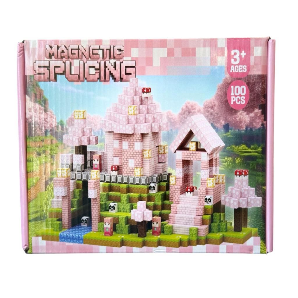 Magnetic Splicing Building Blocks – Pink Castle Set (100 Pieces)