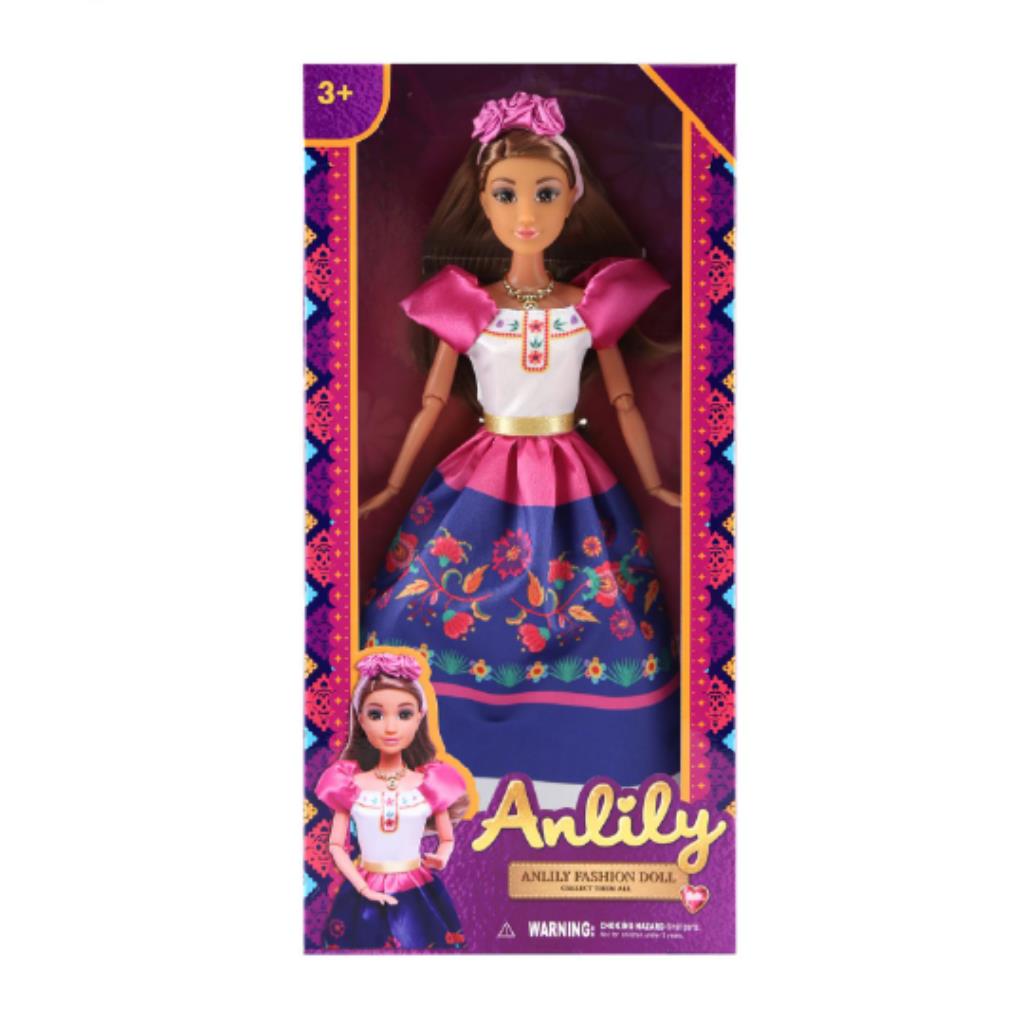 دمية أنليلي بالزي التراثي – فستان مطرّز بالورود