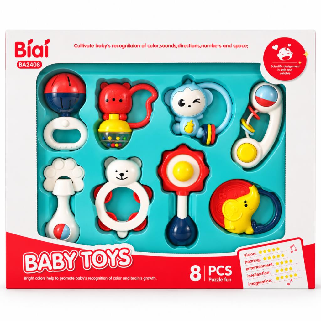 Biai 8-Piece Baby Rattle & Sensory Toy Set