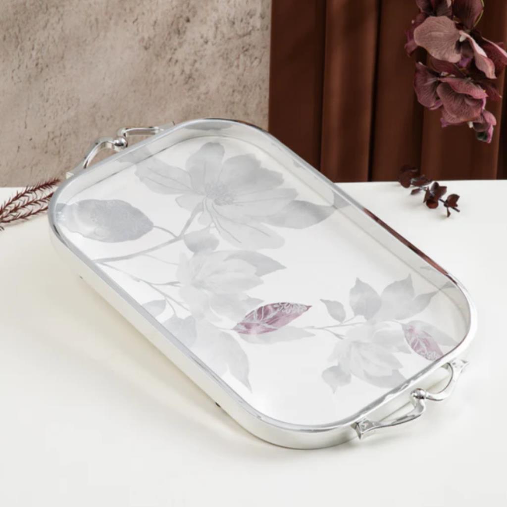 Luxury Serving Tray From Marisella - Grey + Silver