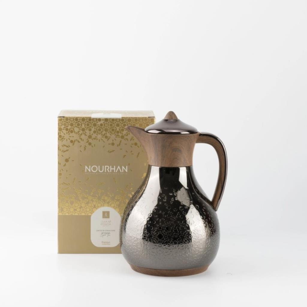 One Vacuum Flask For Tea Or Coffee From Nourhan - Shining Black + Wood