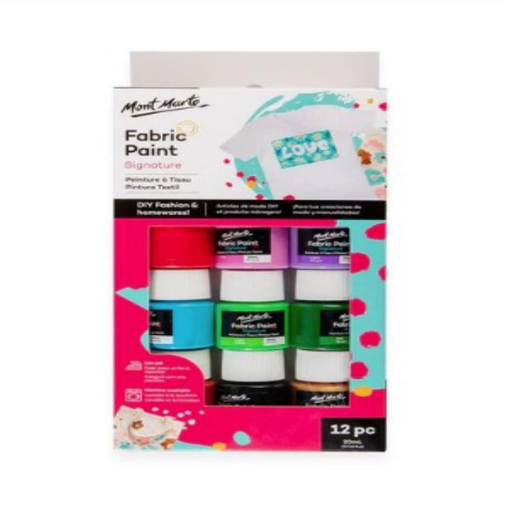 Mont Marte 12-Piece Signature Fabric Paint Set Multicolor