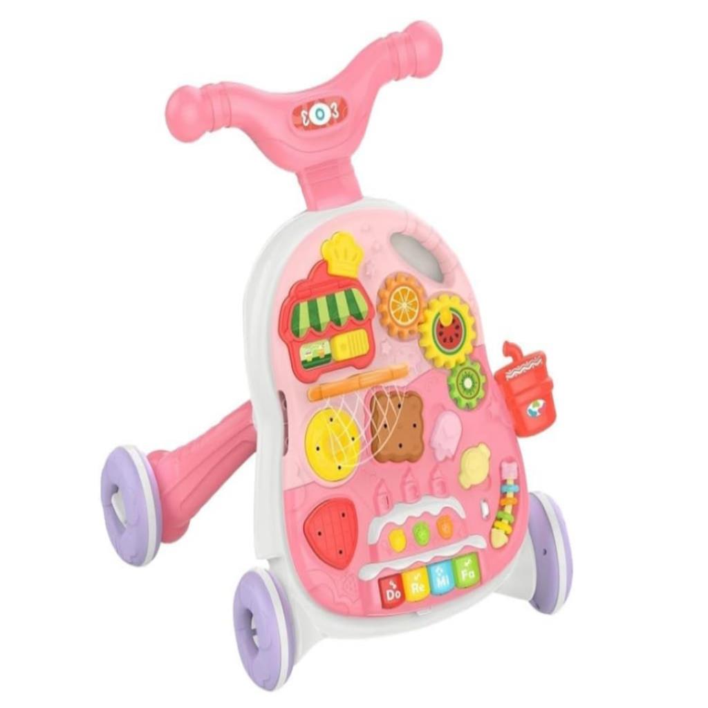 2-in-1 Baby Walker & Activity Table – Pink
