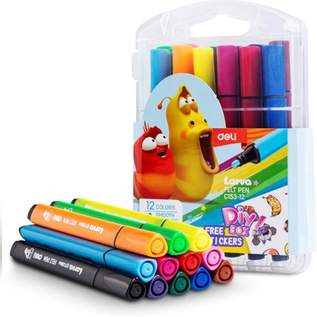 Deli Larva Series Felt Pen 12 PCS
