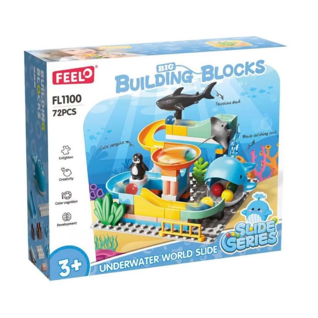 Feelo 72-Piece Underwater World Slide Building Blocks Set – Ocean Adventure Toy for Kids