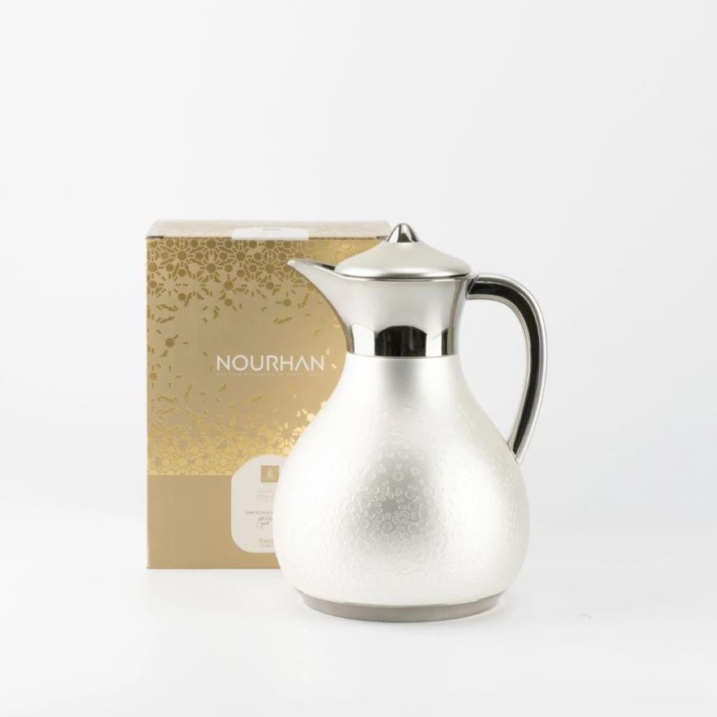 One Vacuum Flask For Tea Or Coffee From Nourhan - Matt Silver + Shining Silver