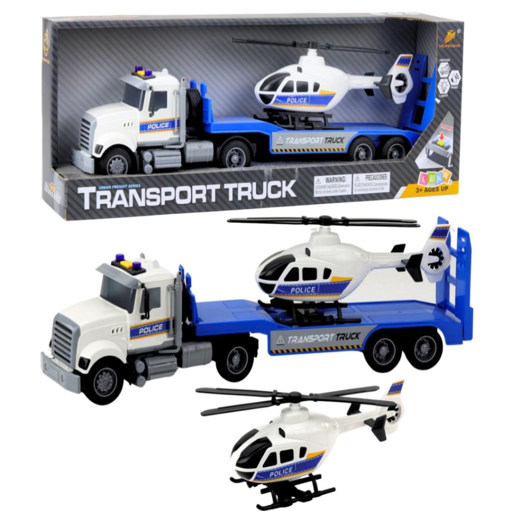 Police Transport Truck & Helicopter Play Set