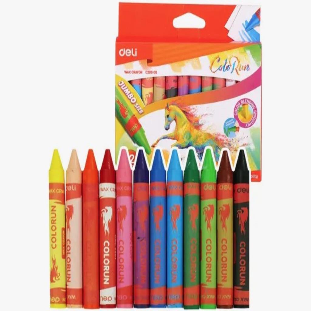 Deli ColoRun Wax Crayons – 12 & 24 Colors