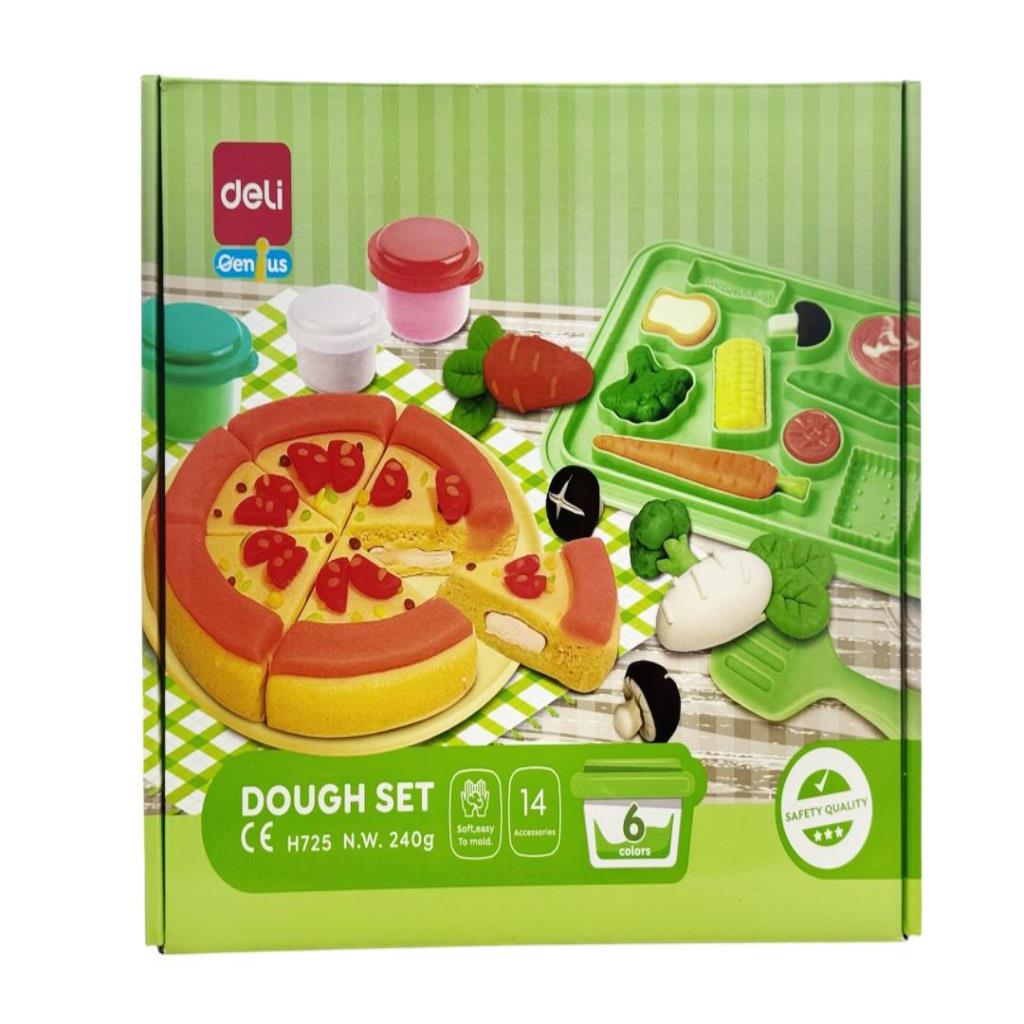 DIY Dough Set – Pizza Making Modeling Clay Playset (14 Pieces)