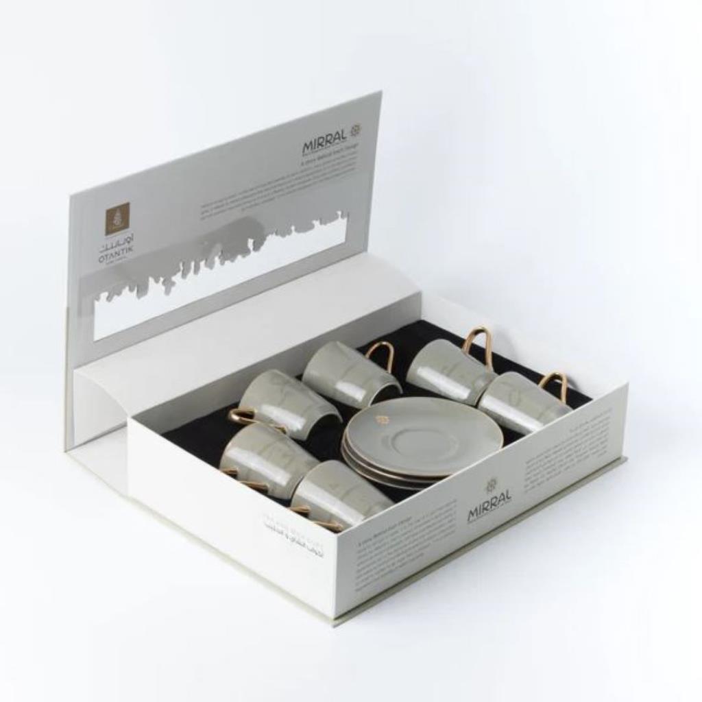 Porcelain Tea Set 12 Pcs From Mirral - Grey + Gold