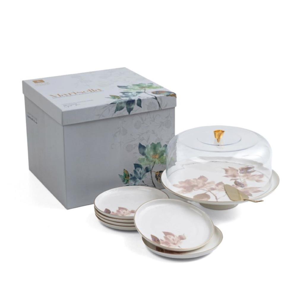 Cake Serving Set 9 Pcs From Marisella - Red + Gold