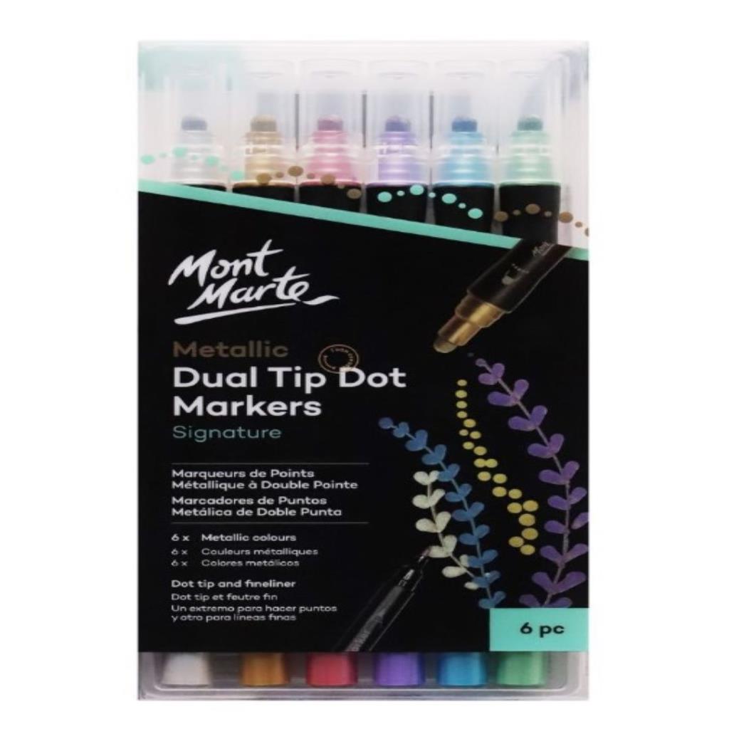 Mont Marte Signature Dual Tip Dot Marker Set - Metallic 6pc