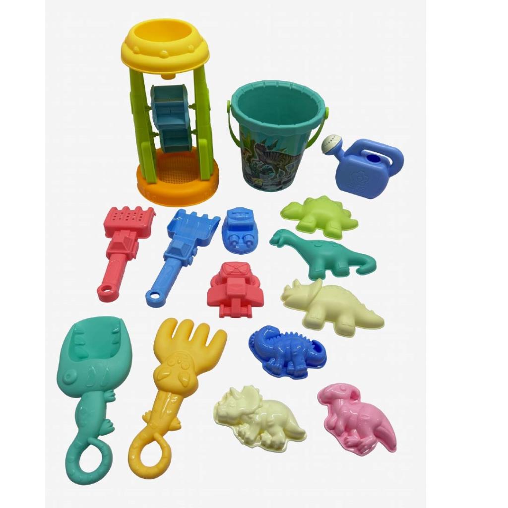 طقم ألعاب الرمل مع دلو وإكسسوارات (شنطة شبك)