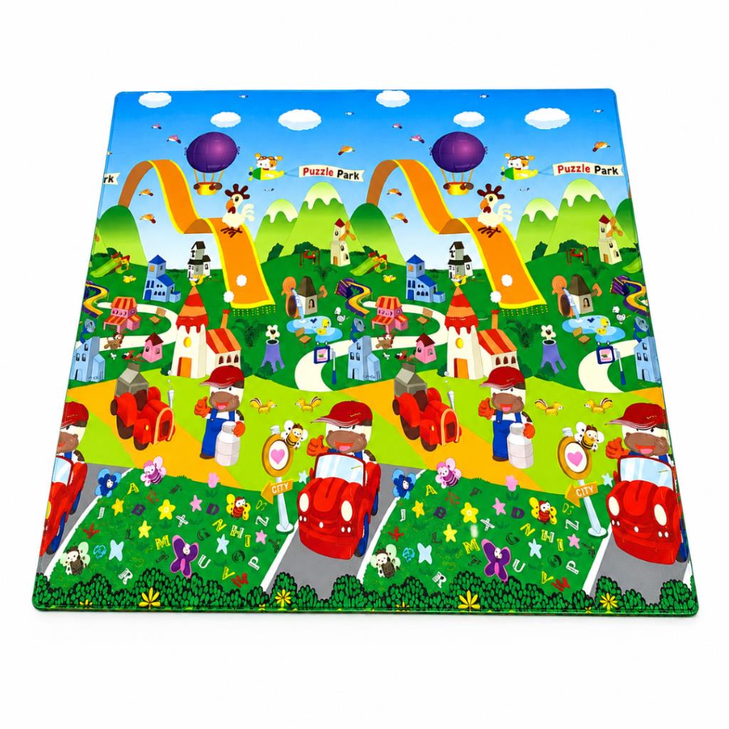 Colorful Interlocking Kids Play Mat – Farm & City Design