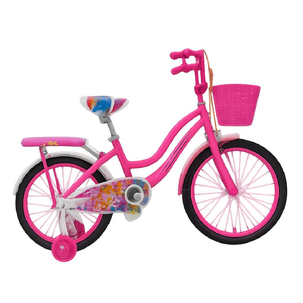 دراجة بنات وردية مع سلة وعجلات جانبية – مقاس 20