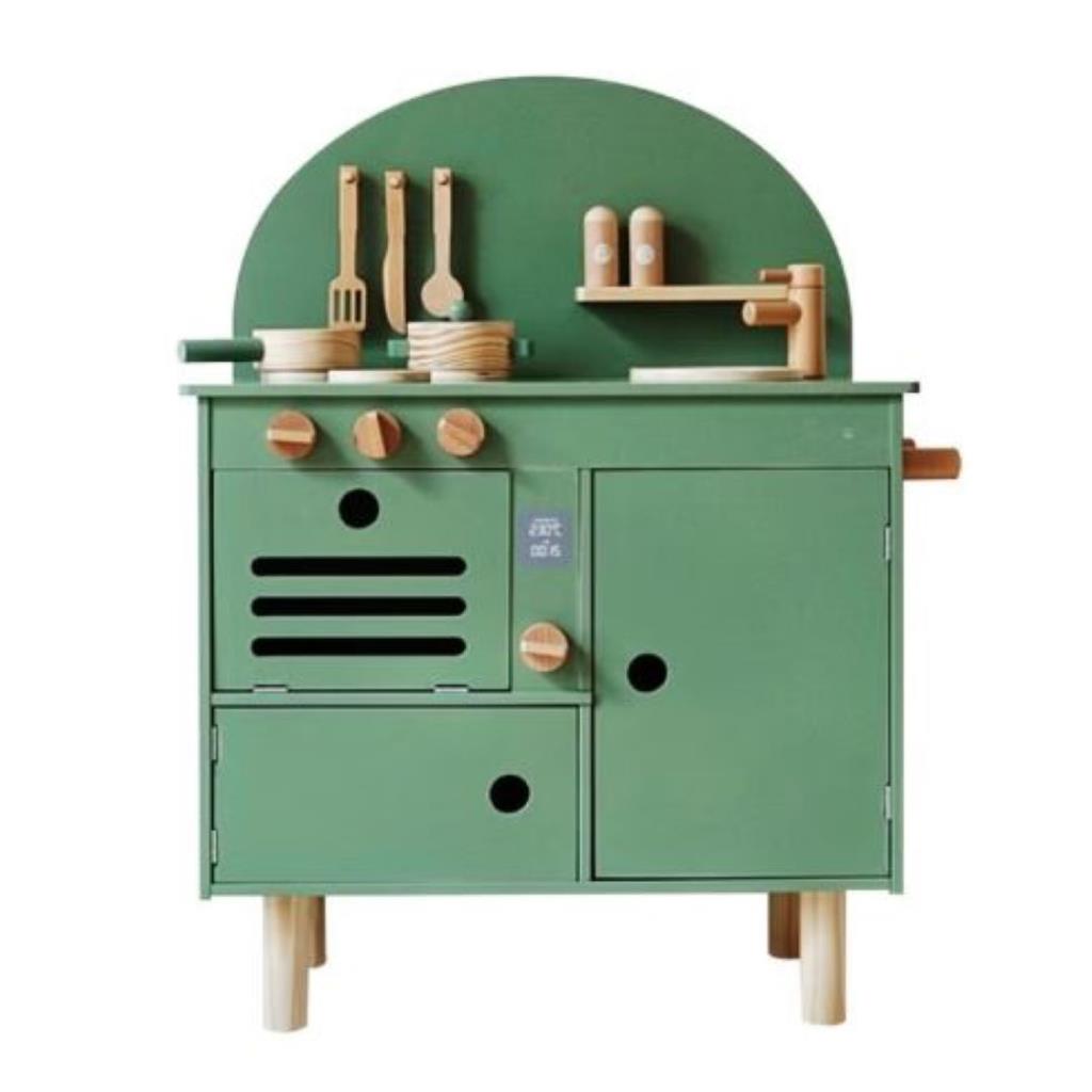 مطبخ أطفال خشبي متكامل – لون أخضر