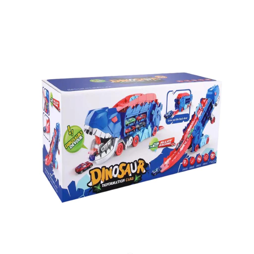 Dinosaur Transforming Car Transporter Playset with Mini Cars