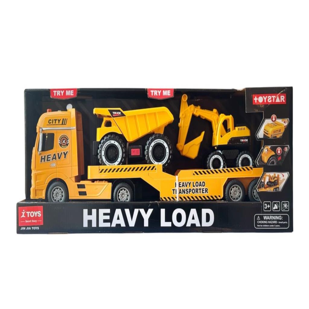 Heavy Load Transport Truck Set with Dump Truck & Excavator