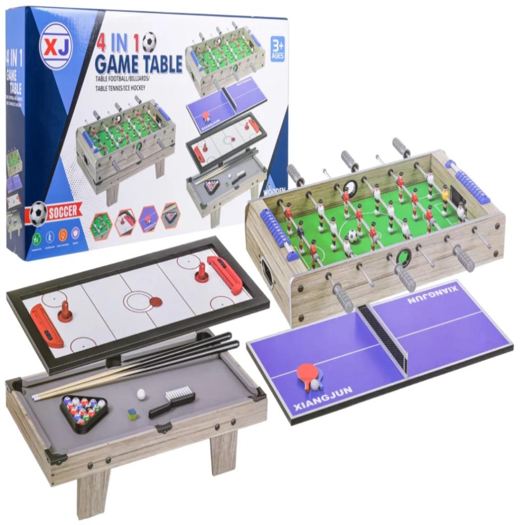 4-in-1 Multi Game Table – Foosball, Billiards, Table Tennis & Ice Hockey