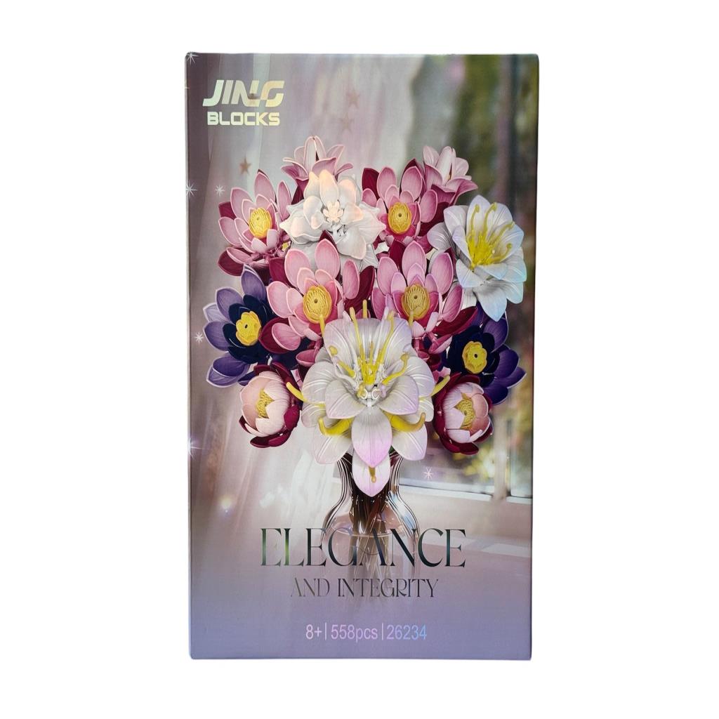 JING Blocks Elegant Flower Bouquet Building Set – 558 Pieces, Model 26234