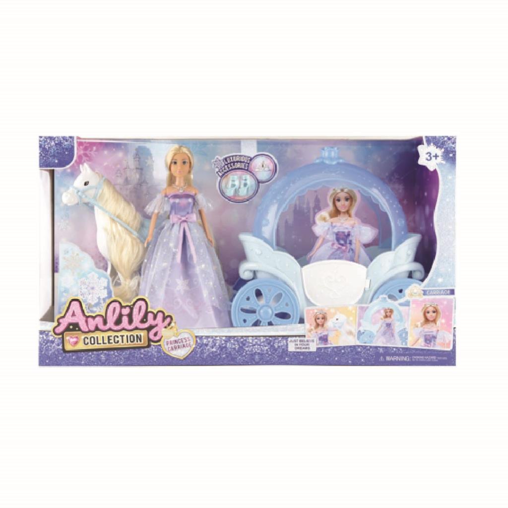 مجموعة دمية أنليلي عربة أميرة الجليد مع الحصان