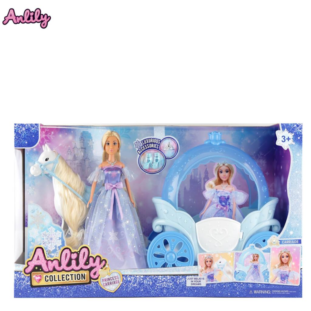مجموعة دمية أنليلي عربة أميرة الجليد مع الحصان