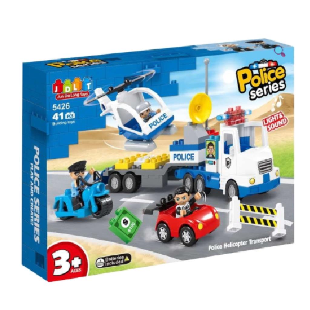 مجموعة مكعبات سلسلة الشرطة – نقل المروحية (41 قطعة)