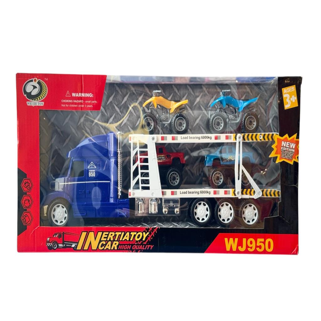 WEI JIE 1:30 Double Deck Transport Truck with 4 ATV Quad Bikes – WJ950