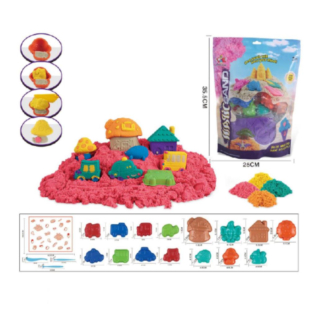 Magic Sand City Playset – Soft Sculpting Sand with Houses & Vehicles Molds