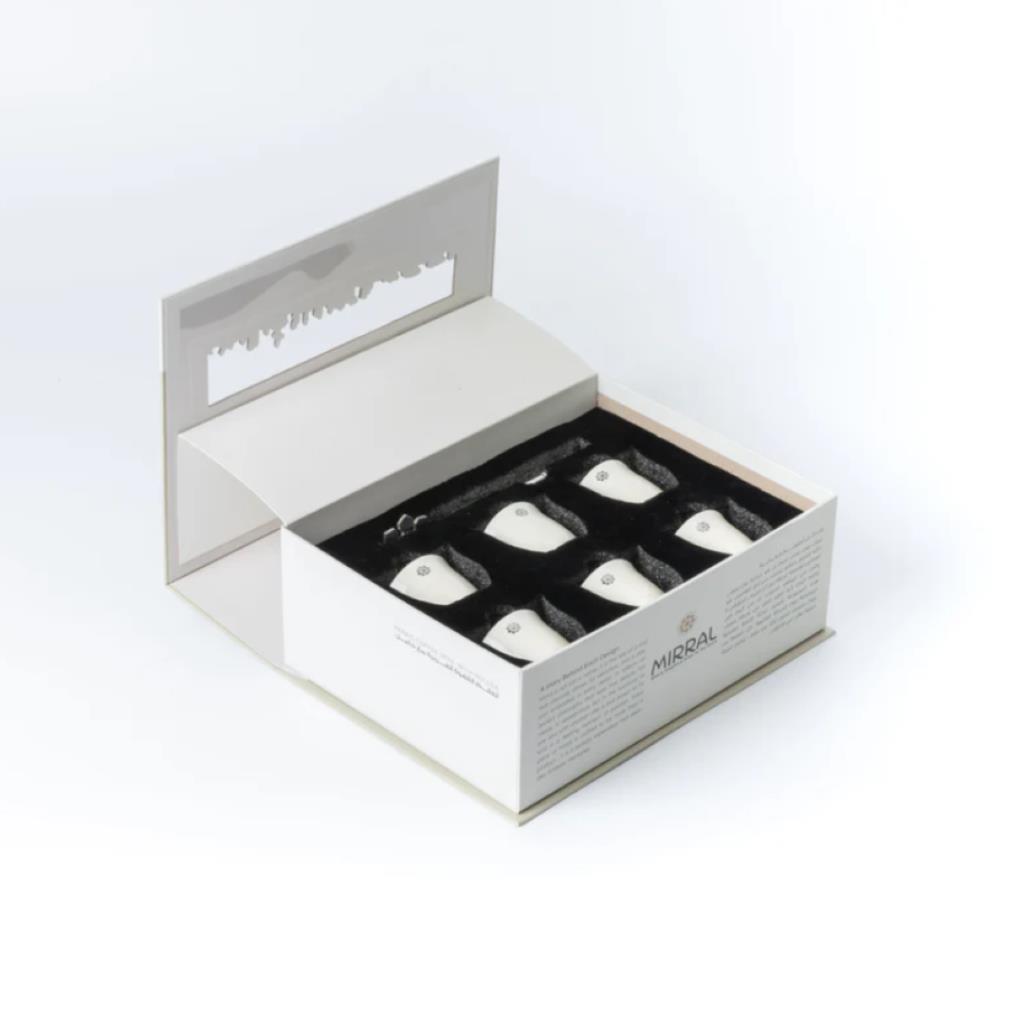 Arabic Coffee Set 7 Pcs From Mirral - White + Silver