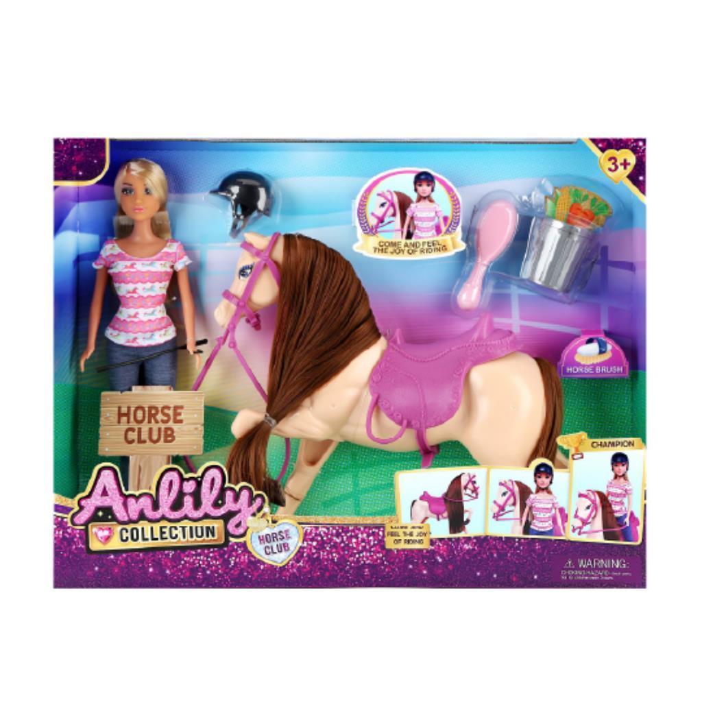 مجموعة أنليلي نادي الخيول – دمية مع حصان وإكسسوارات العناي