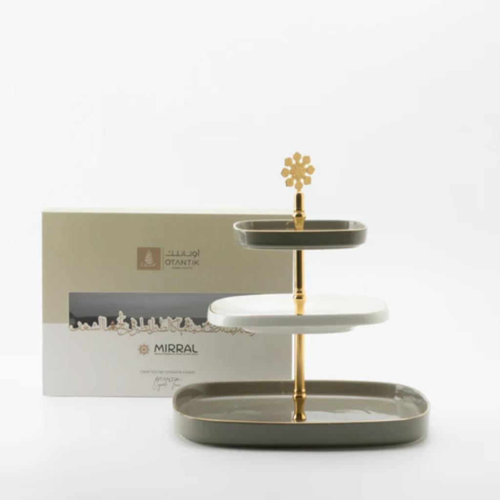 3 Layer Stand From Mirral - Grey + Gold