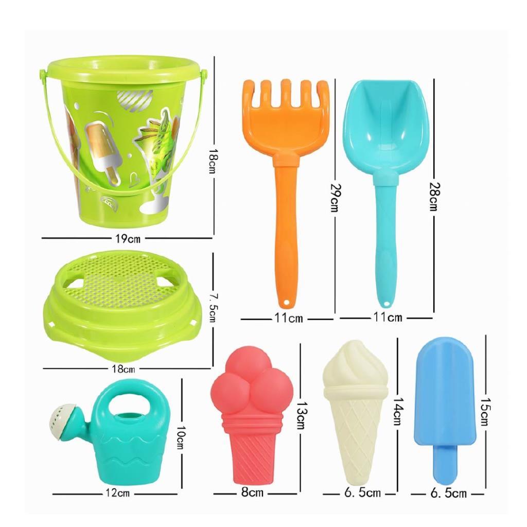 Beach Bucket Set  - Kids Beach Sand Play Set with Bucket & Ice Cream Molds