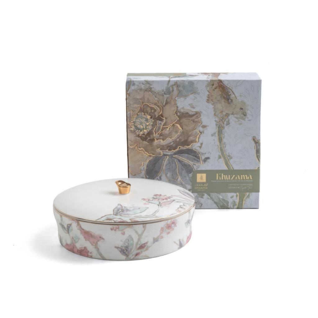 Floral Porcelain Serving Bowl with Lid