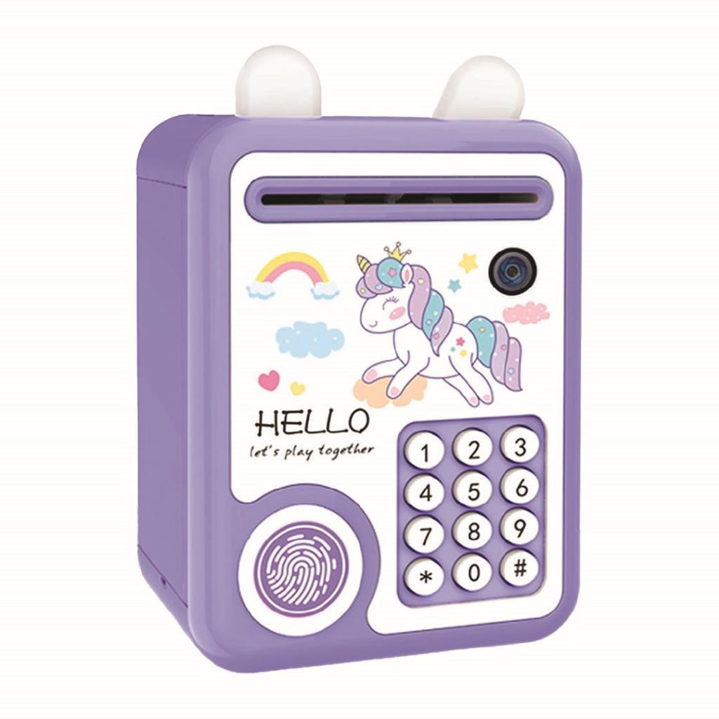 حصالة إلكترونية للأطفال بشكل خزنة – تصميم يونيكورن