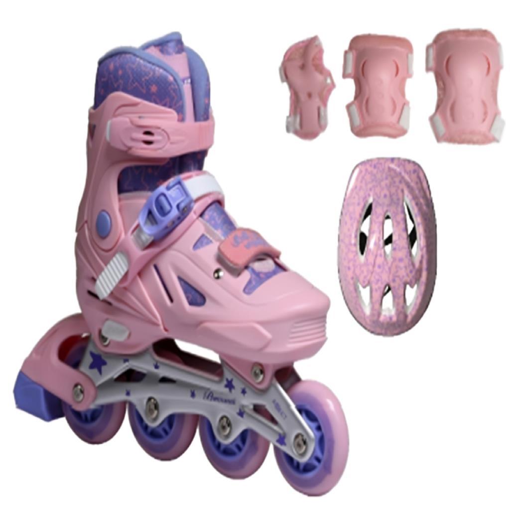 Kids Roller Skates Set – Pink & Purple - M size