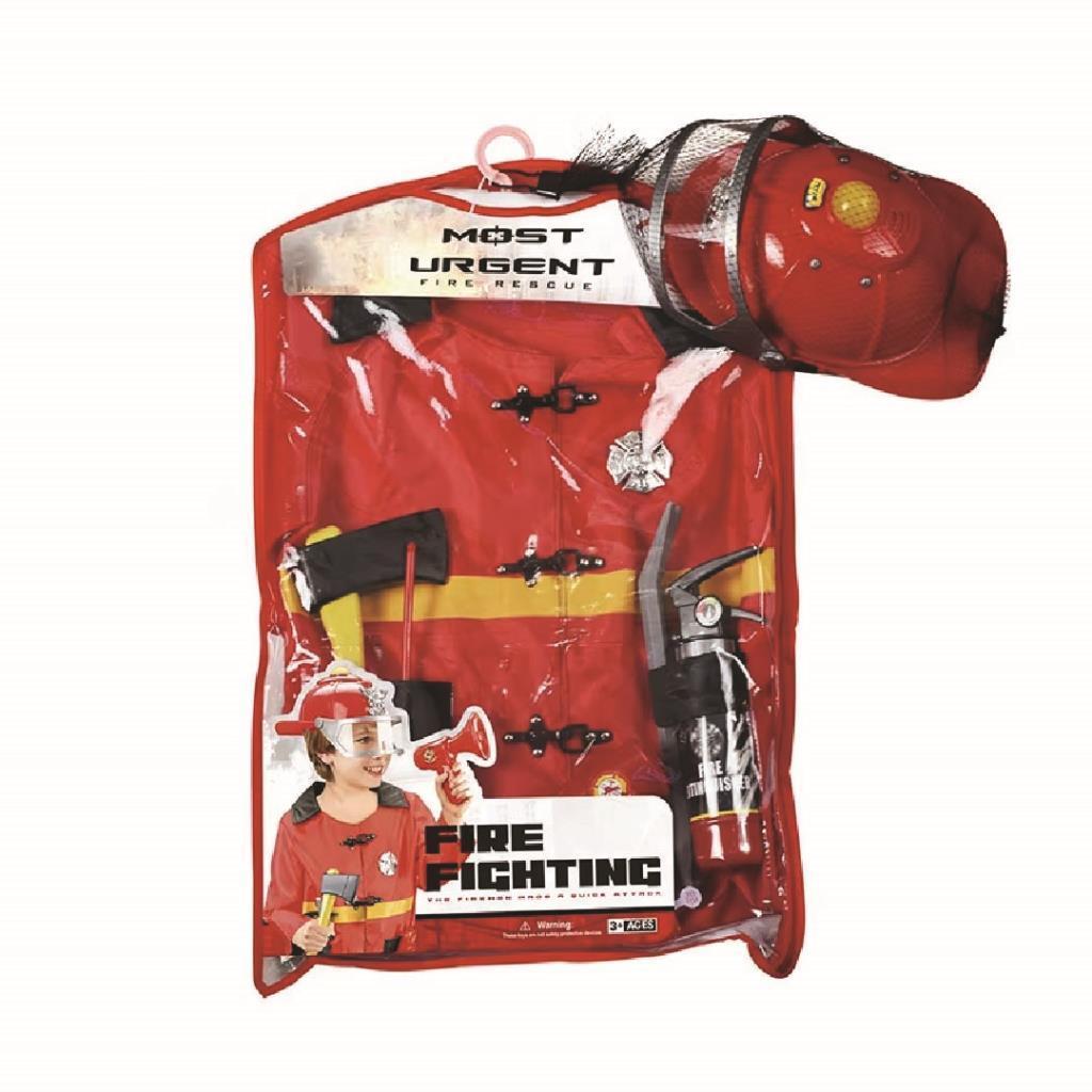 طقم رجل إطفاء للعب التمثيلي مع زي وإكسسوارات