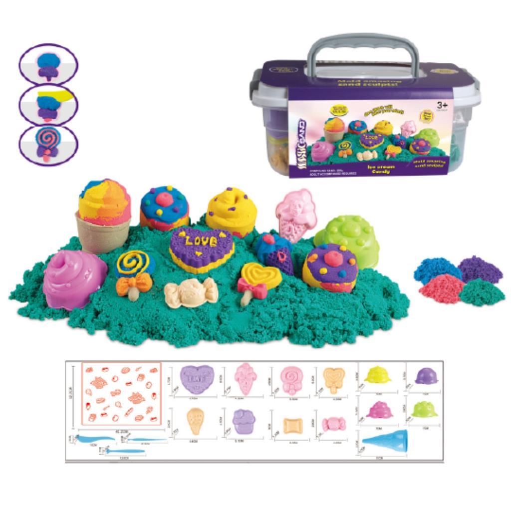 Magic Sand Ice Cream & Candy Set – Creative Molding Kit with Storage Box