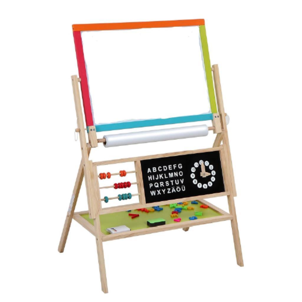 Wooden Kids Double-Sided Easel Board with Accessories