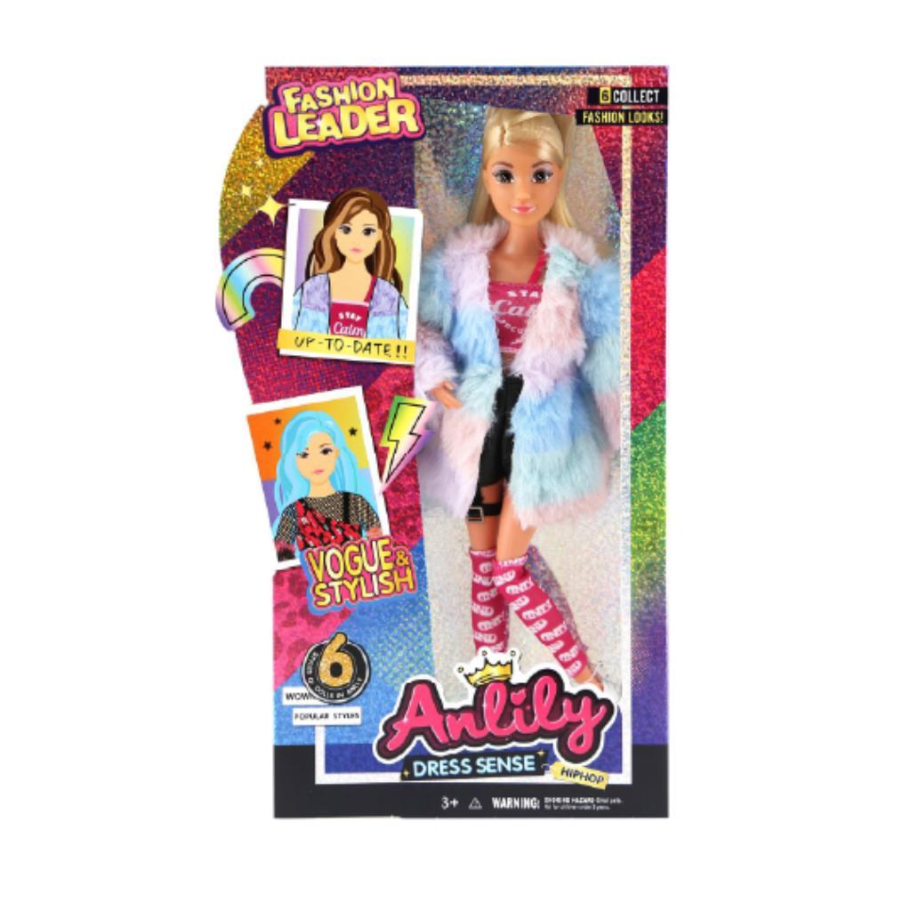 Anlily Fashion Leader Doll – Hip Hop Style with Pastel Fur Coat & Trendy Outfit