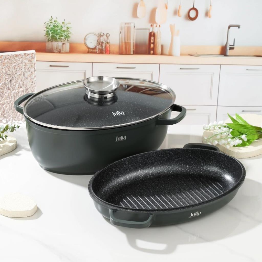 Sold out ELITE-PRO OVAL ROASTER WITH LID 3PCS 39CM-GREEN