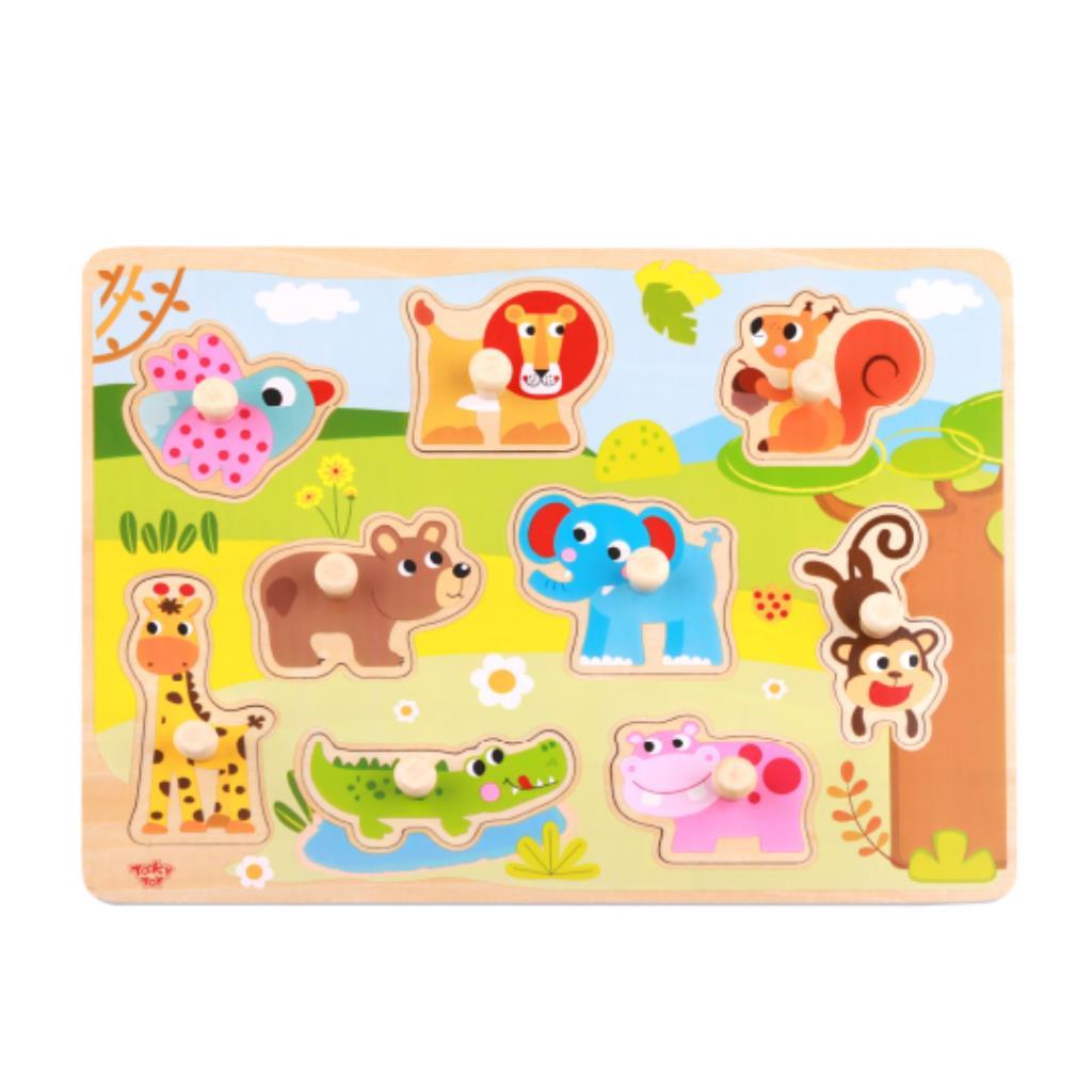 Wooden Animal Peg Puzzle Board for Kids
