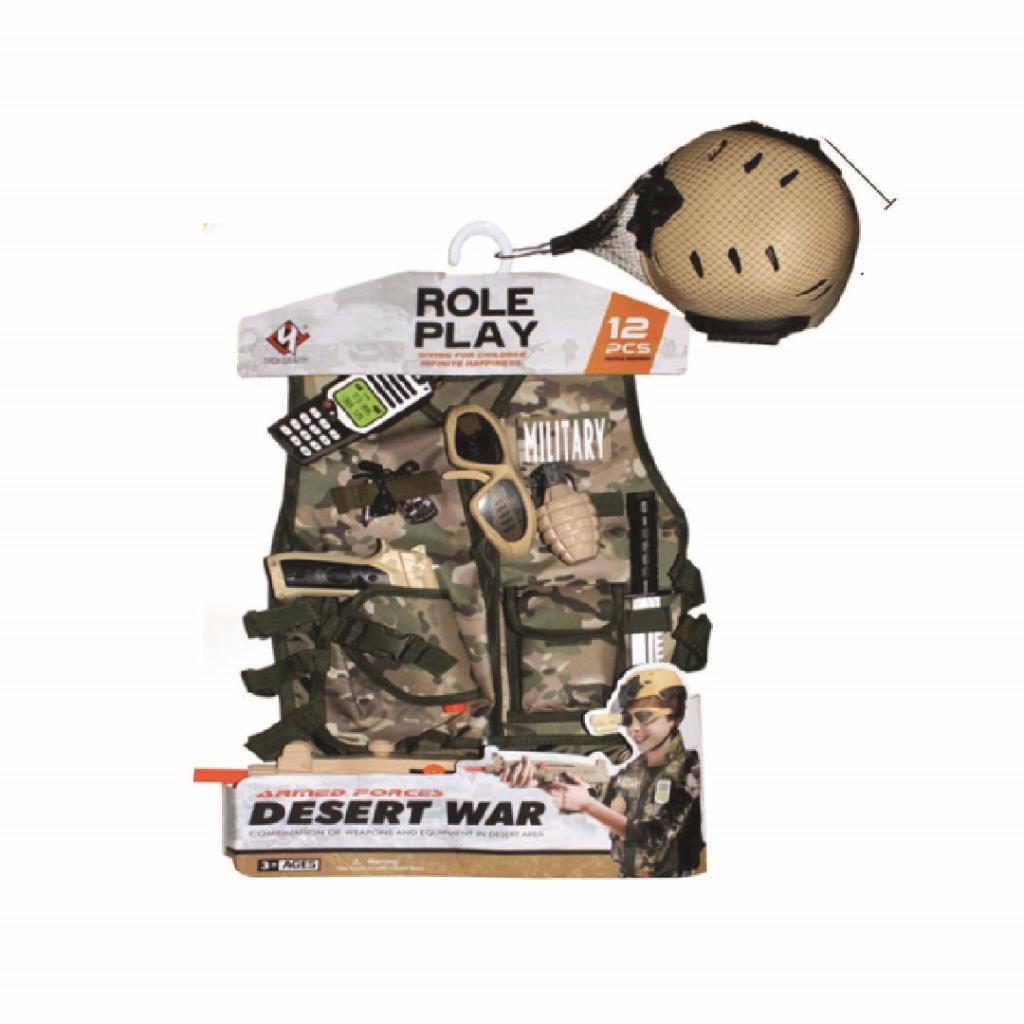 طقم سترة عسكرية للعب التمثيلي مع إكسسوارات (12 قطعة)