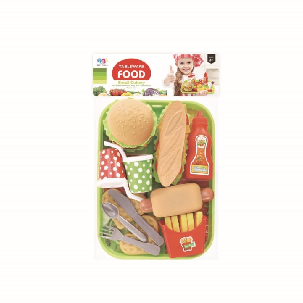 طقم وجبات سريعة للأطفال – برجر وبطاطس مع صينية