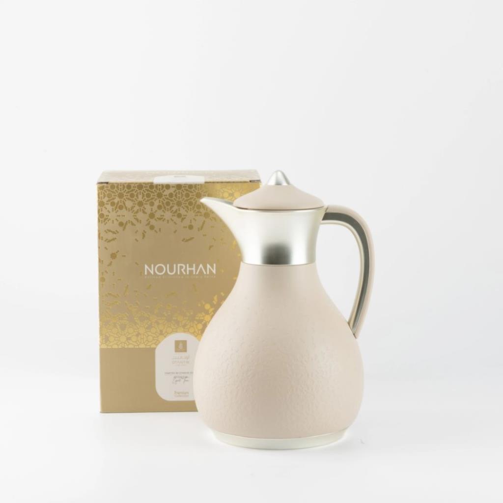 دلة واحدة للشاي أو القهوة من نورهان - بيج + فضي مطفي