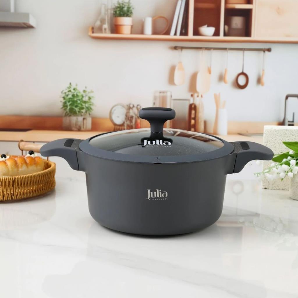 ELITE-EDGE CASSEROLE WITH LID 24CM-GRAY