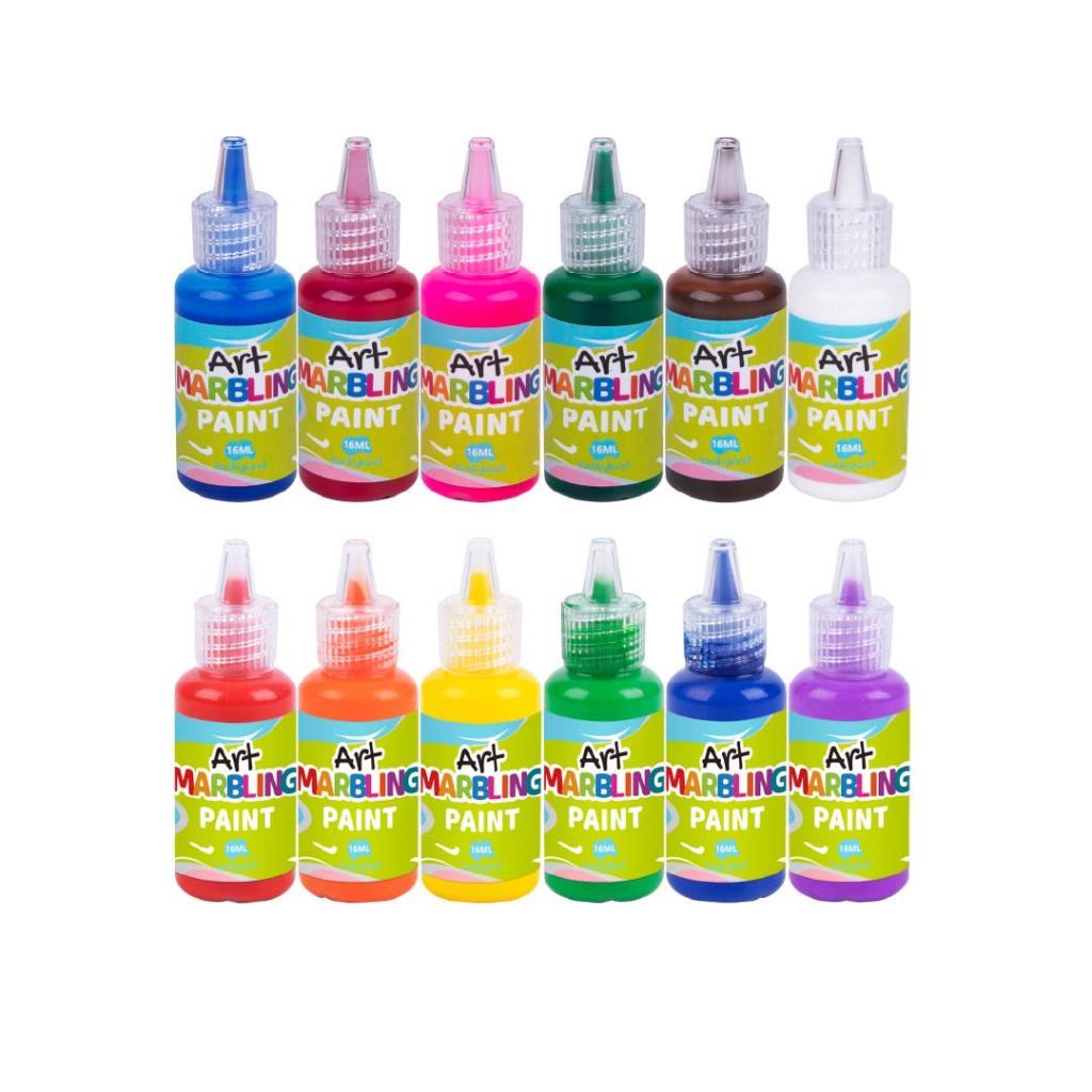 Marbling Paint Kit – 12 Colors with Coloring Book