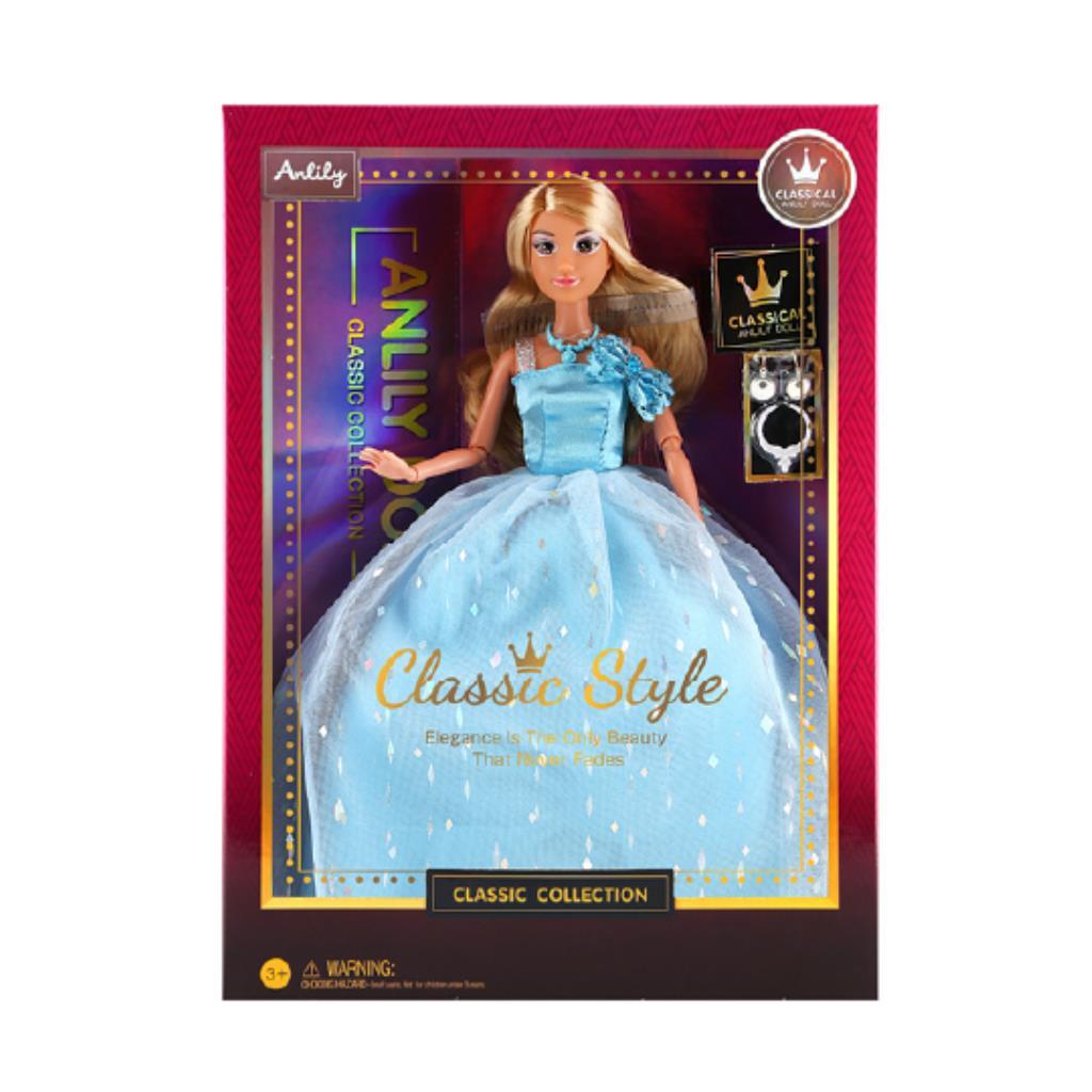 Anlily Classic Style Princess Doll – Blue Ball Gown Edition with Jewelry Accessories