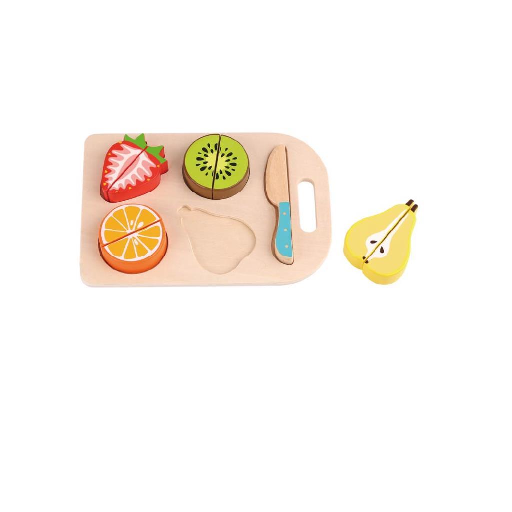 Wooden Cutting Fruits Play Set with Board & Knife – Kids Pretend Kitchen Toy