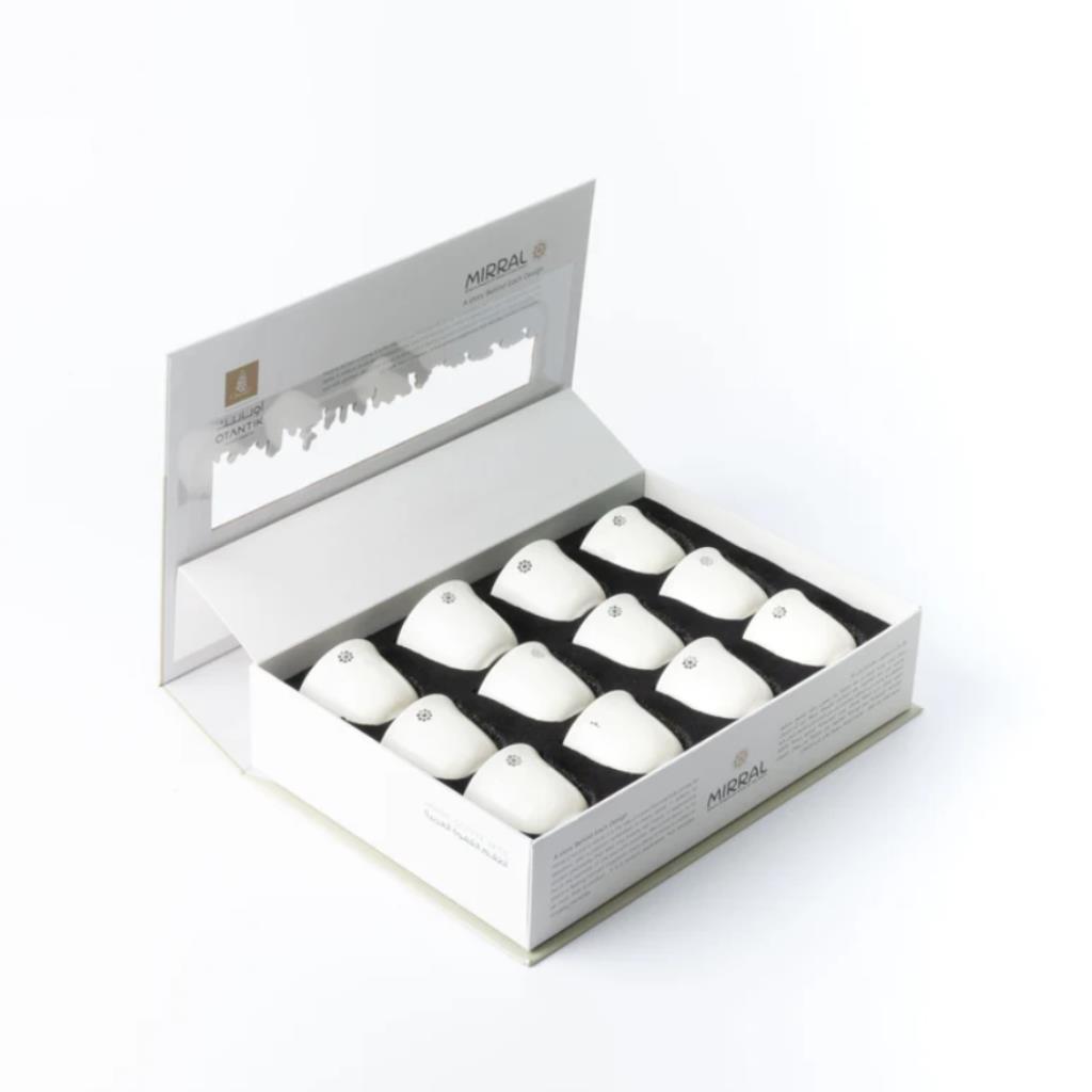 Arabic Coffee cups 12Pcs From Mirral - White + Silver
